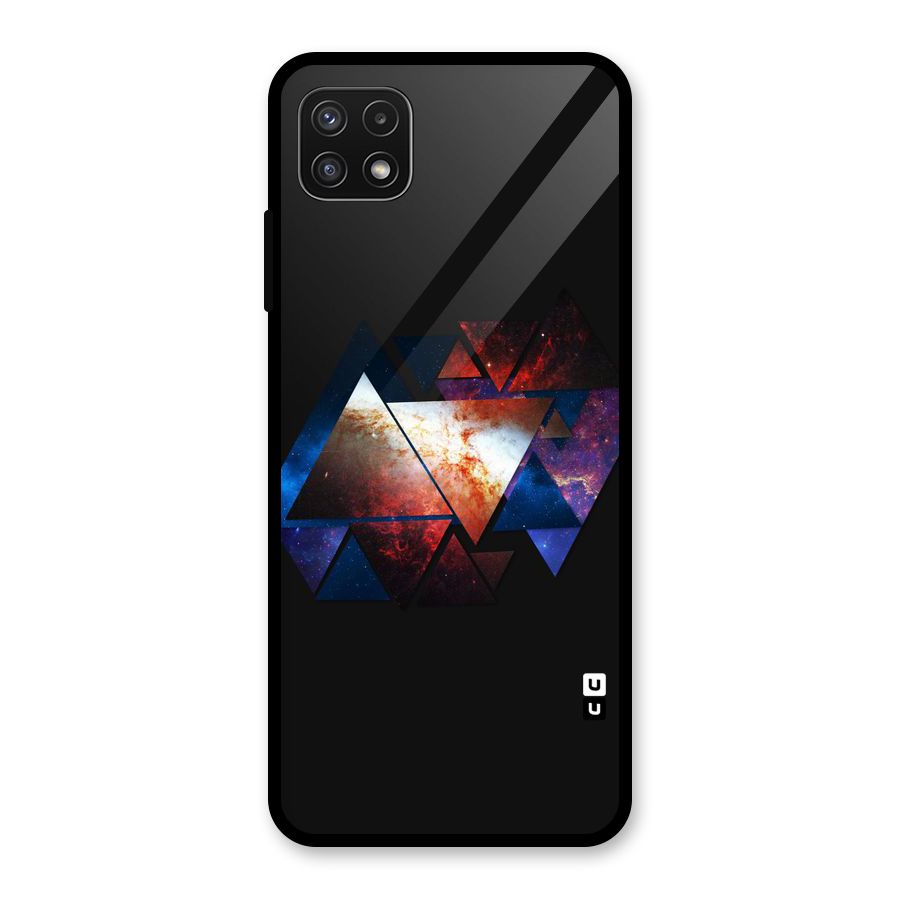 Fire Galaxy Triangles Glass Back Case for Galaxy A22 5G