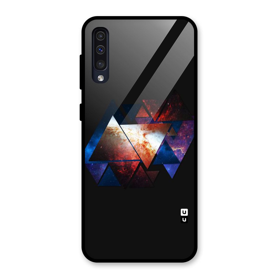 Fire Galaxy Triangles Glass Back Case for Galaxy A30s