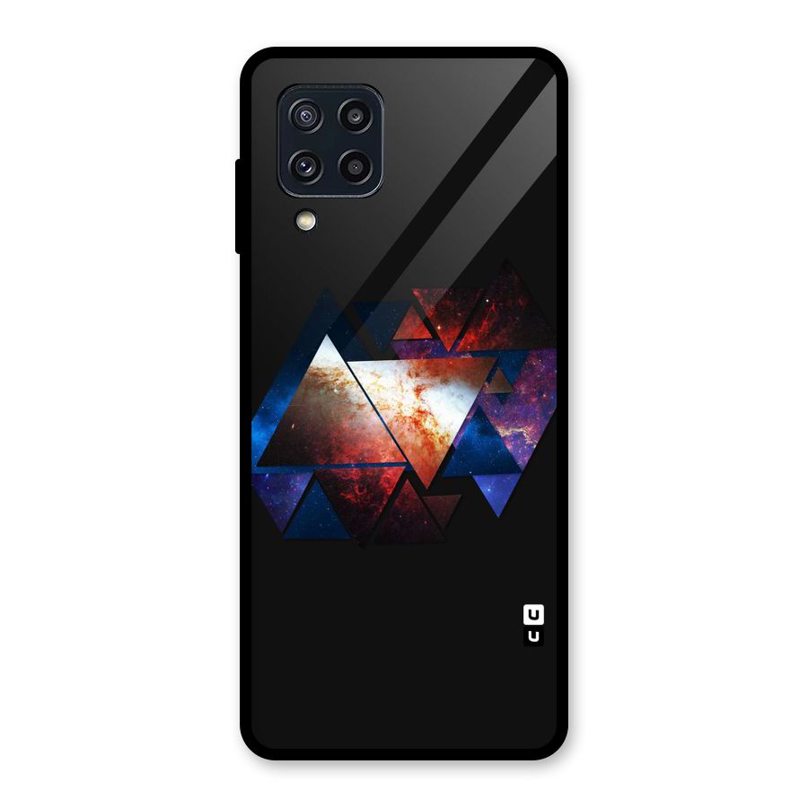 Fire Galaxy Triangles Glass Back Case for Galaxy M32