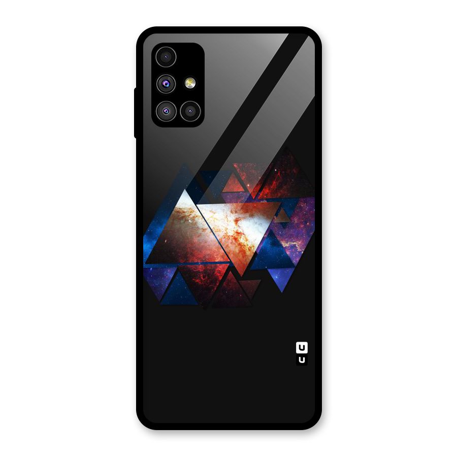 Fire Galaxy Triangles Glass Back Case for Galaxy M51