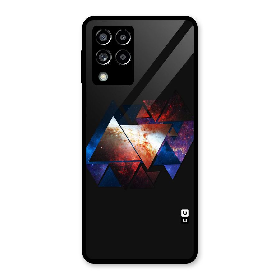 Fire Galaxy Triangles Glass Back Case for Galaxy M53 5G