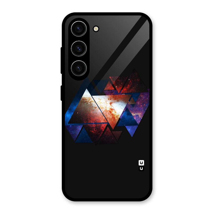 Fire Galaxy Triangles Glass Back Case for Galaxy S23