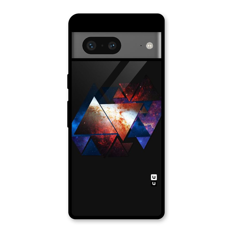 Fire Galaxy Triangles Glass Back Case for Google Pixel 7