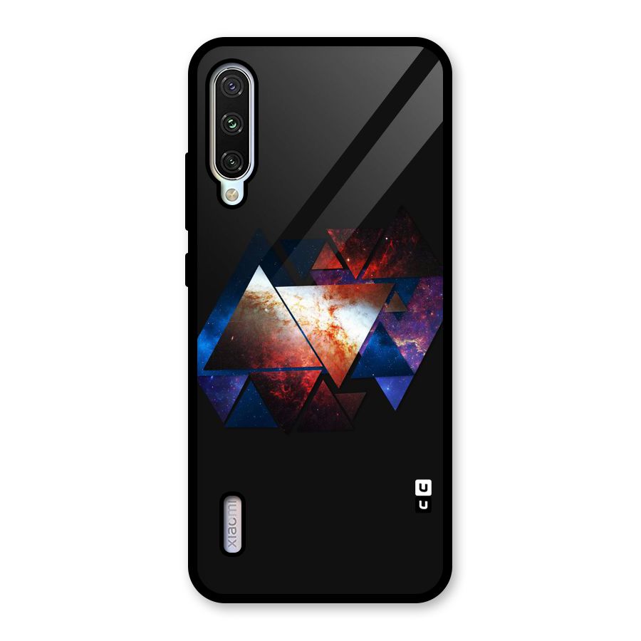 Fire Galaxy Triangles Glass Back Case for Mi A3