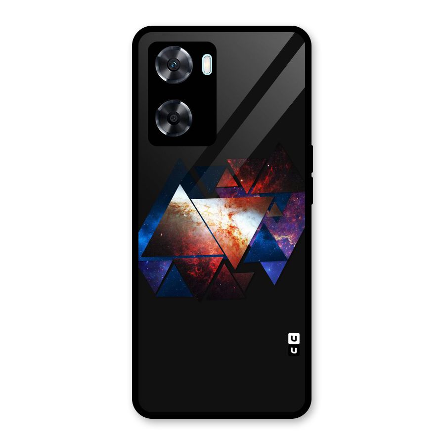 Fire Galaxy Triangles Glass Back Case for Oppo A77