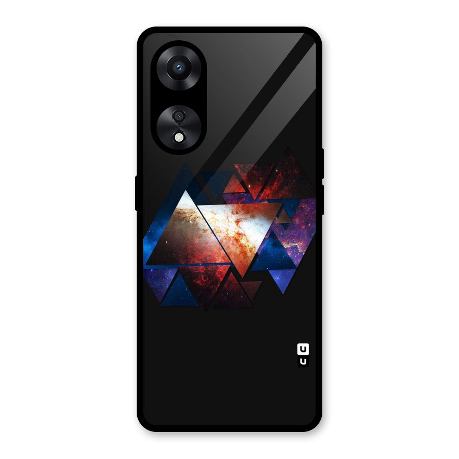 Fire Galaxy Triangles Glass Back Case for Oppo A78