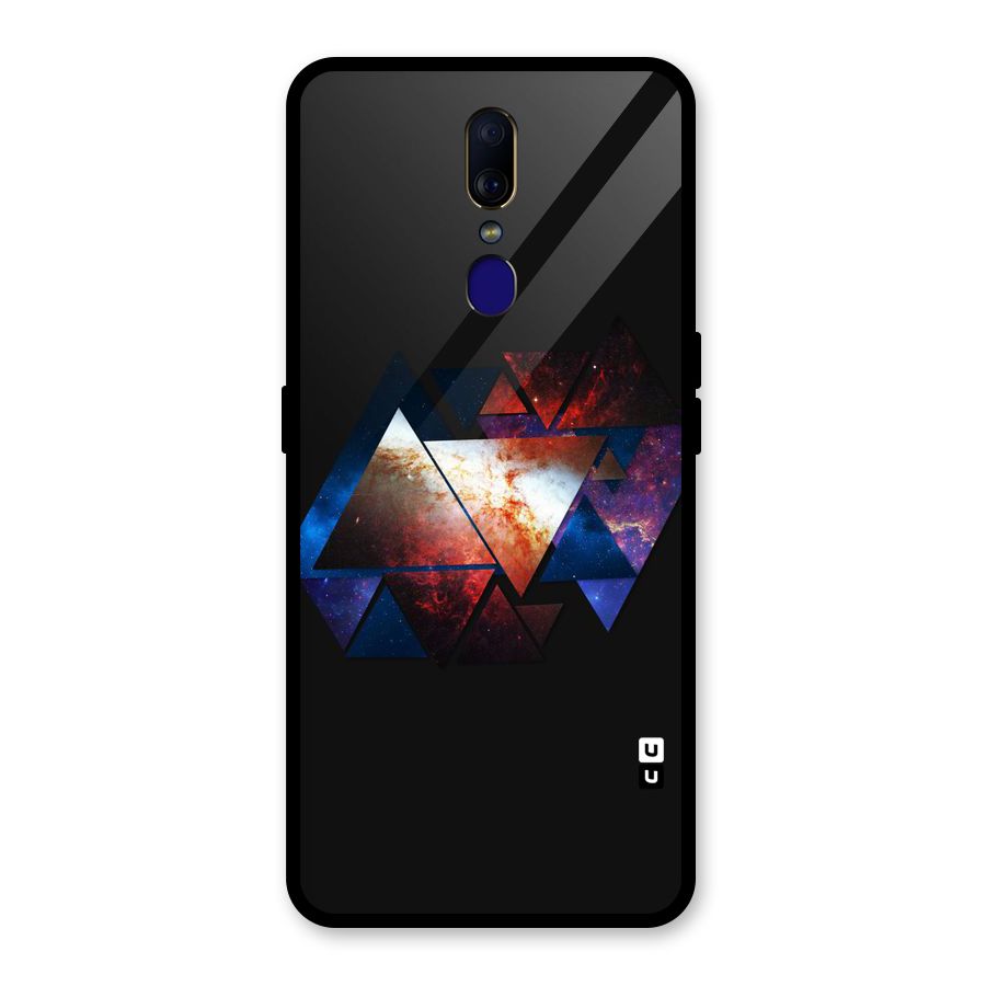 Fire Galaxy Triangles Glass Back Case for Oppo F11