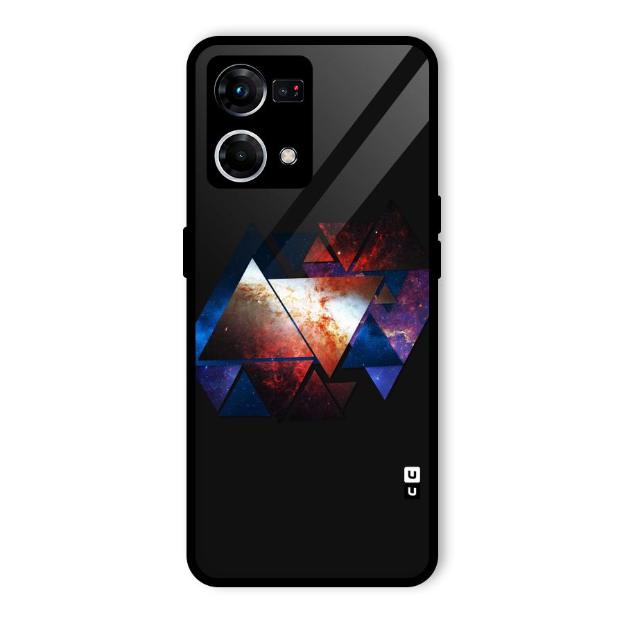 Fire Galaxy Triangles Glass Back Case for Oppo F21 Pro 5G