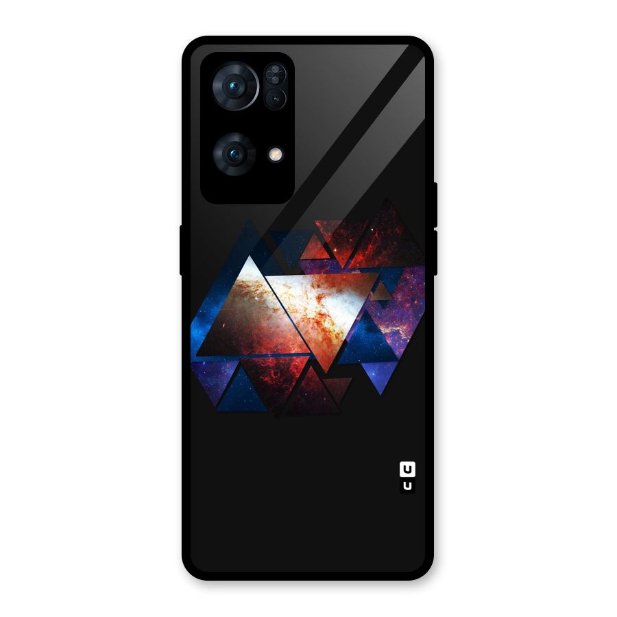 Fire Galaxy Triangles Glass Back Case for Oppo Reno7 Pro 5G