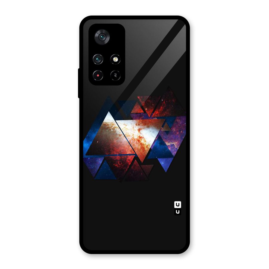 Fire Galaxy Triangles Glass Back Case for Poco M4 Pro 5G