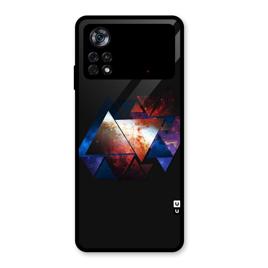 Fire Galaxy Triangles Glass Back Case for Poco X4 Pro 5G