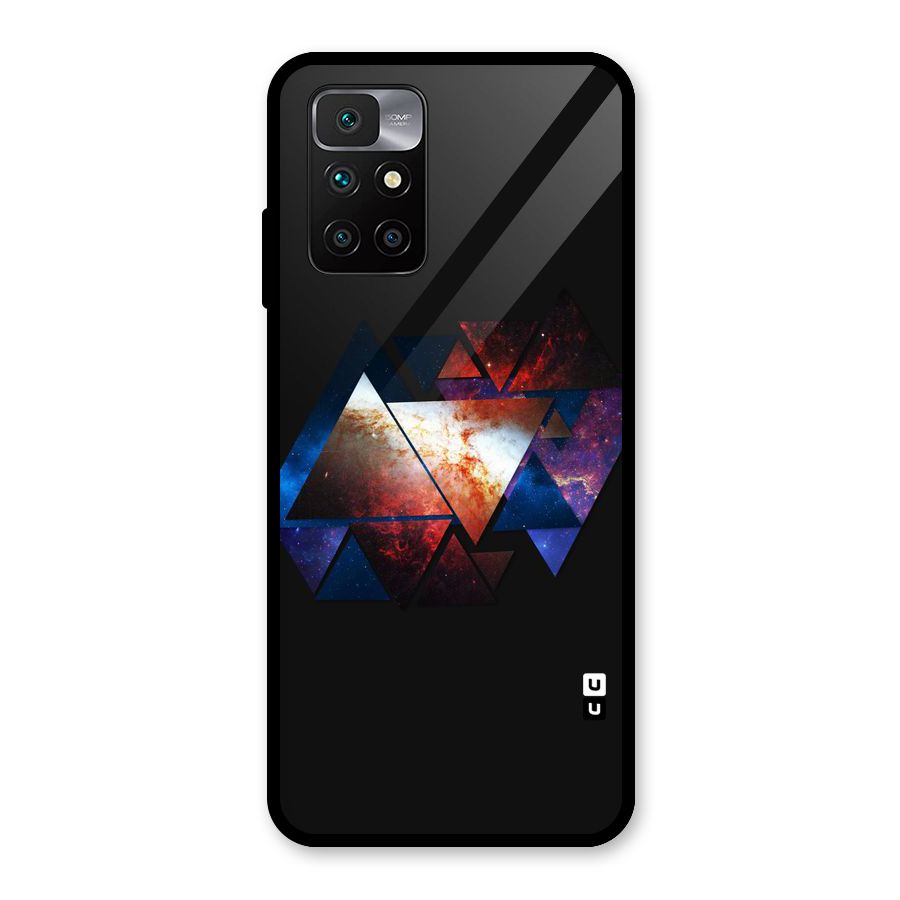 Fire Galaxy Triangles Glass Back Case for Redmi 10 Prime