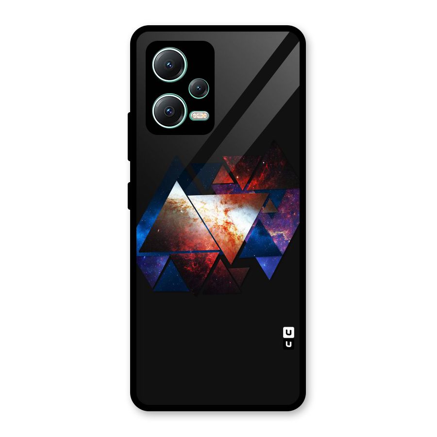 Fire Galaxy Triangles Glass Back Case for Redmi Note 12 5G