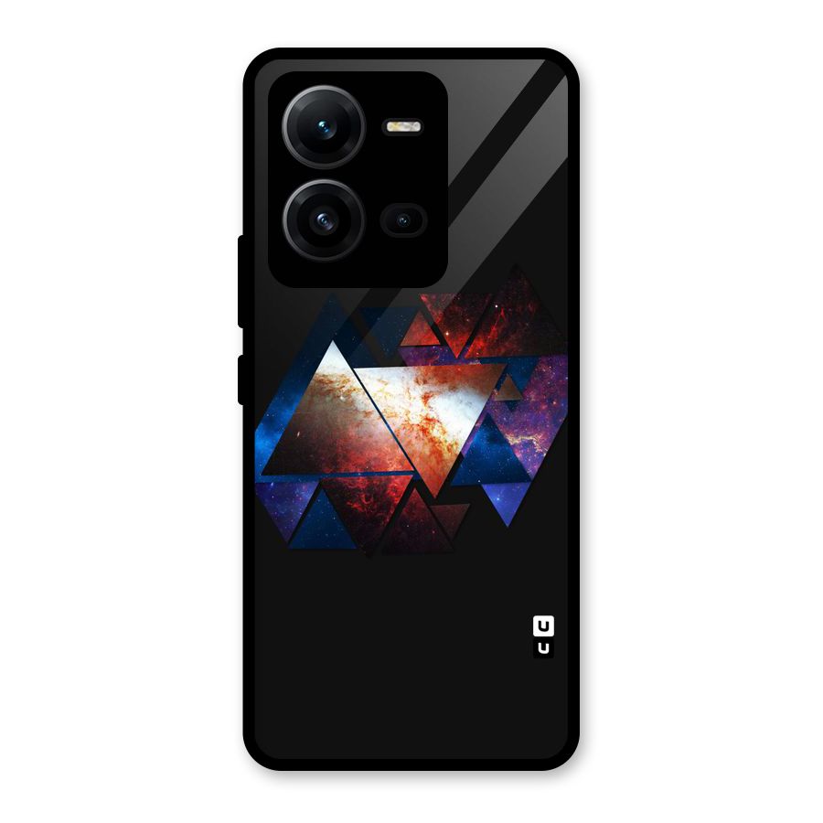 Fire Galaxy Triangles Glass Back Case for Vivo V25