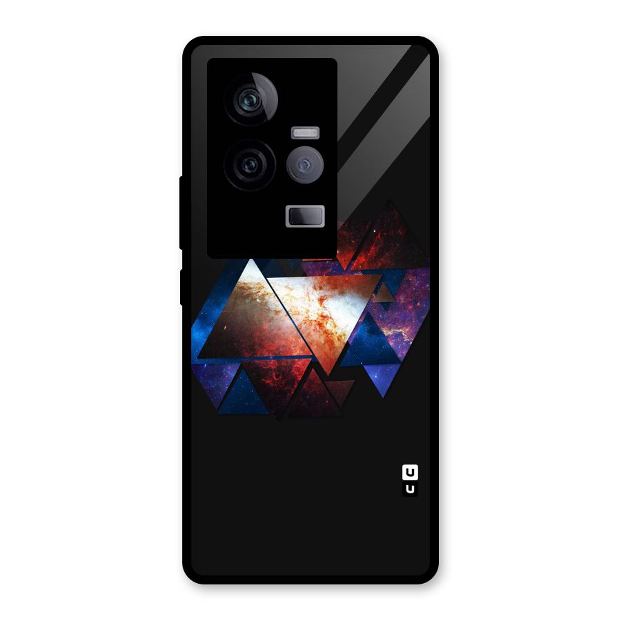 Fire Galaxy Triangles Glass Back Case for Vivo iQOO 11 5G