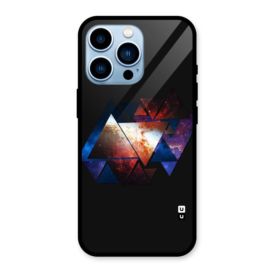 Fire Galaxy Triangles Glass Back Case for iPhone 13 Pro