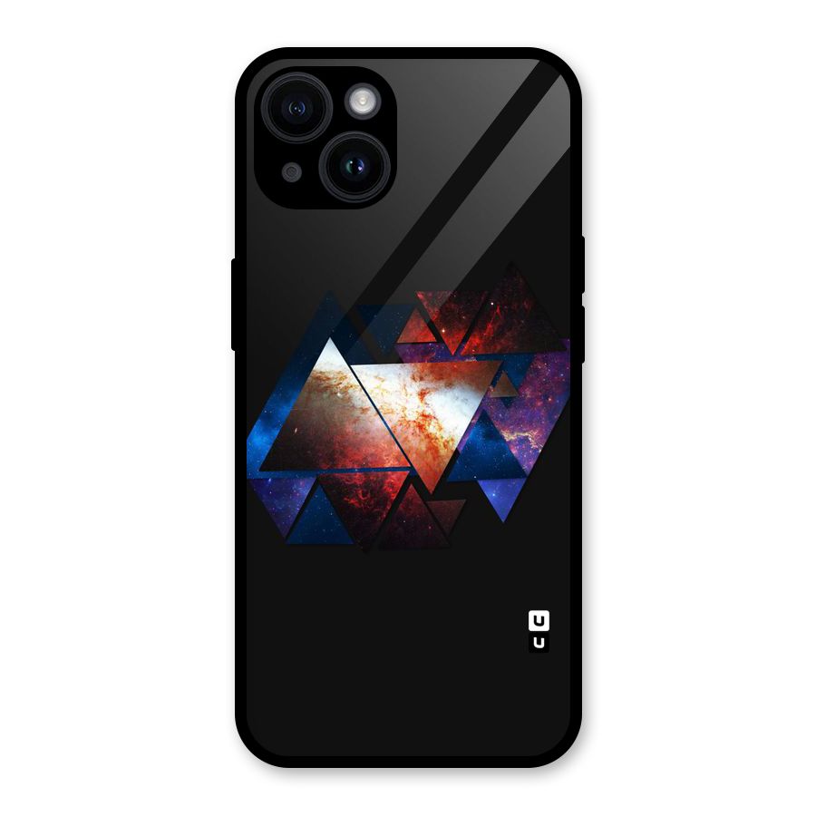 Fire Galaxy Triangles Glass Back Case for iPhone 14