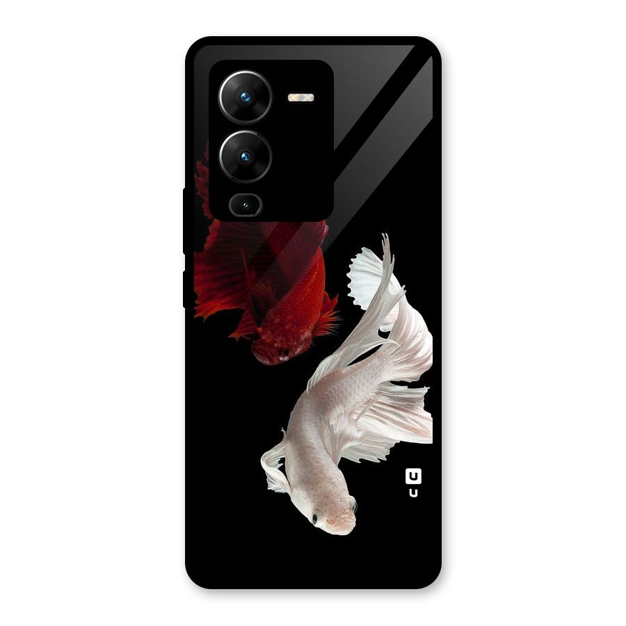 Fish Design Glass Back Case for Vivo V25 Pro