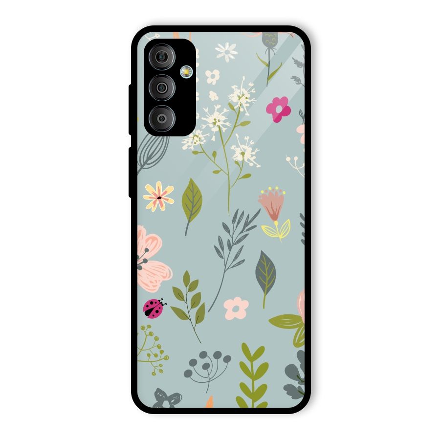 Flawless Flowers Glass Back Case for Galaxy F23