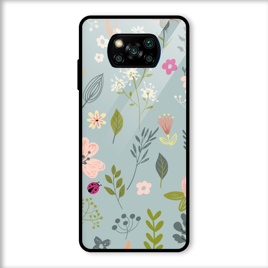 Flawless Flowers Glass Back Case for Poco X3