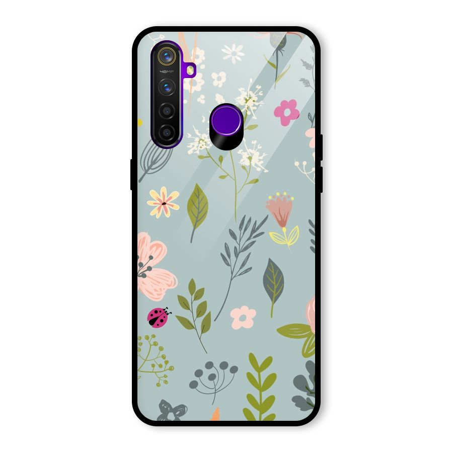 Flawless Flowers Glass Back Case for Realme 5 Pro