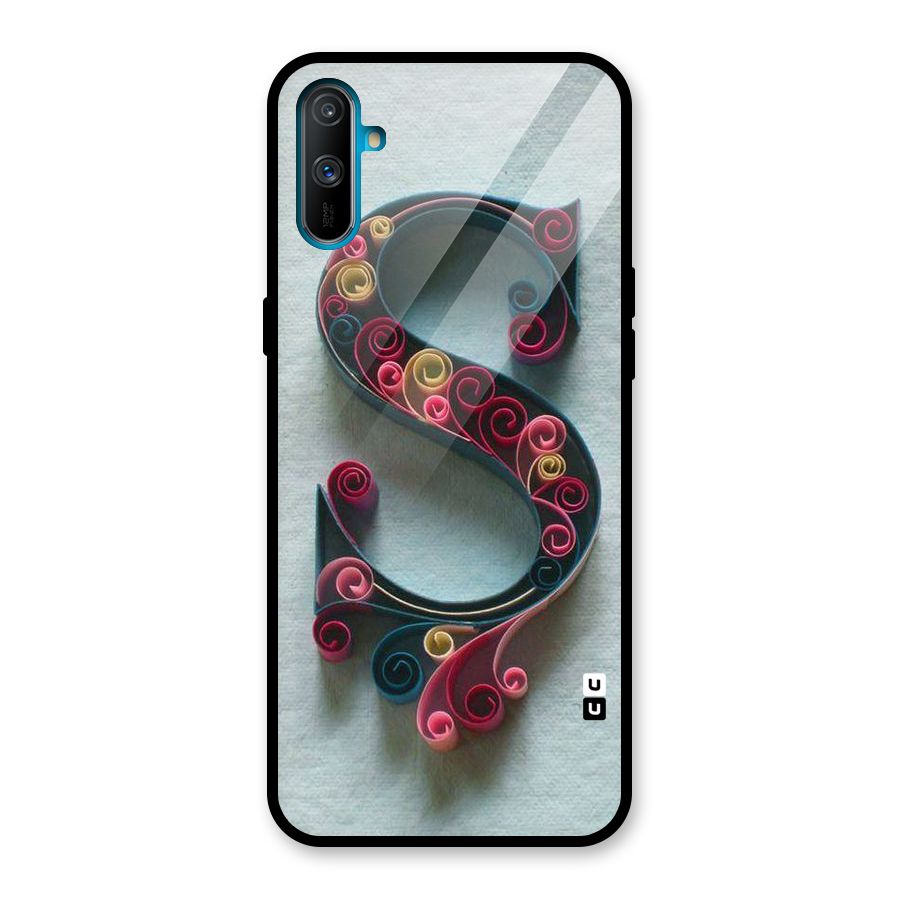 Floral Alphabet Glass Back Case for Realme C3