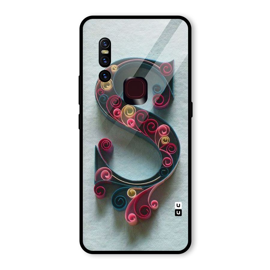 Floral Alphabet Glass Back Case for Vivo V15