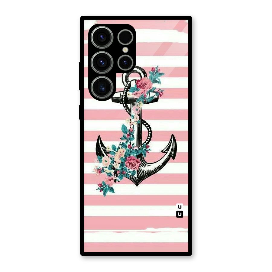 Floral Anchor Glass Back Case for Galaxy S23 Ultra