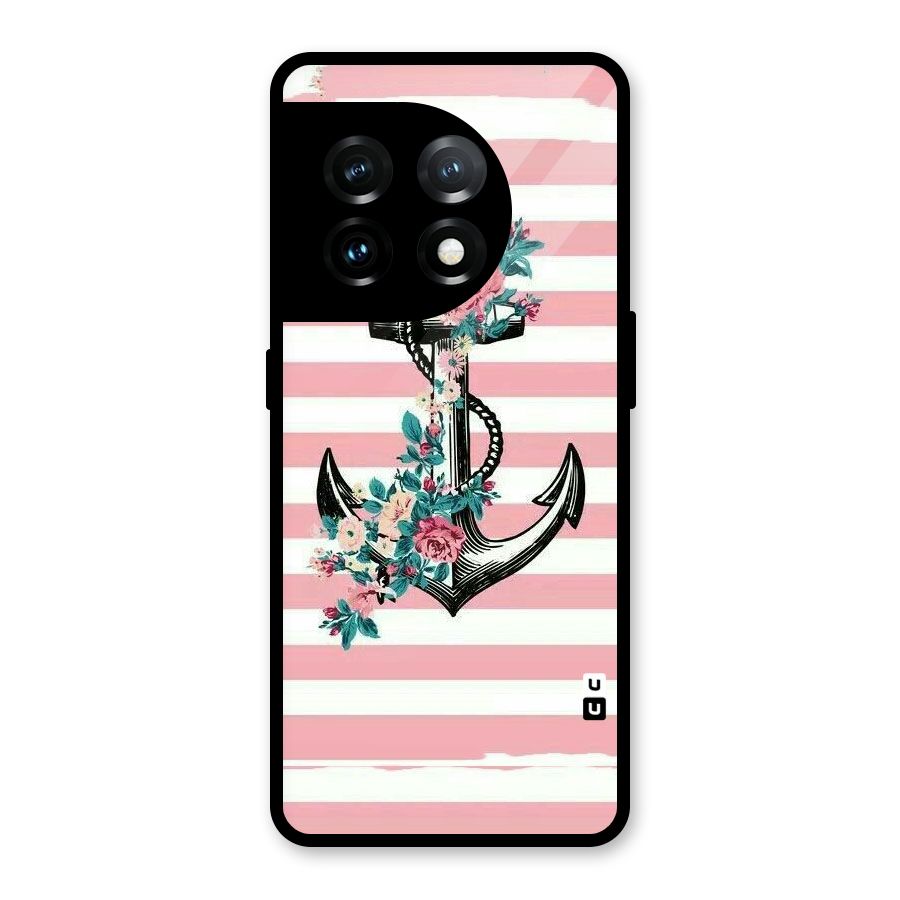 Floral Anchor Glass Back Case for OnePlus 11