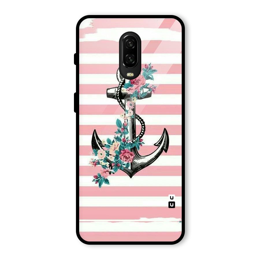 Floral Anchor Glass Back Case for OnePlus 6T