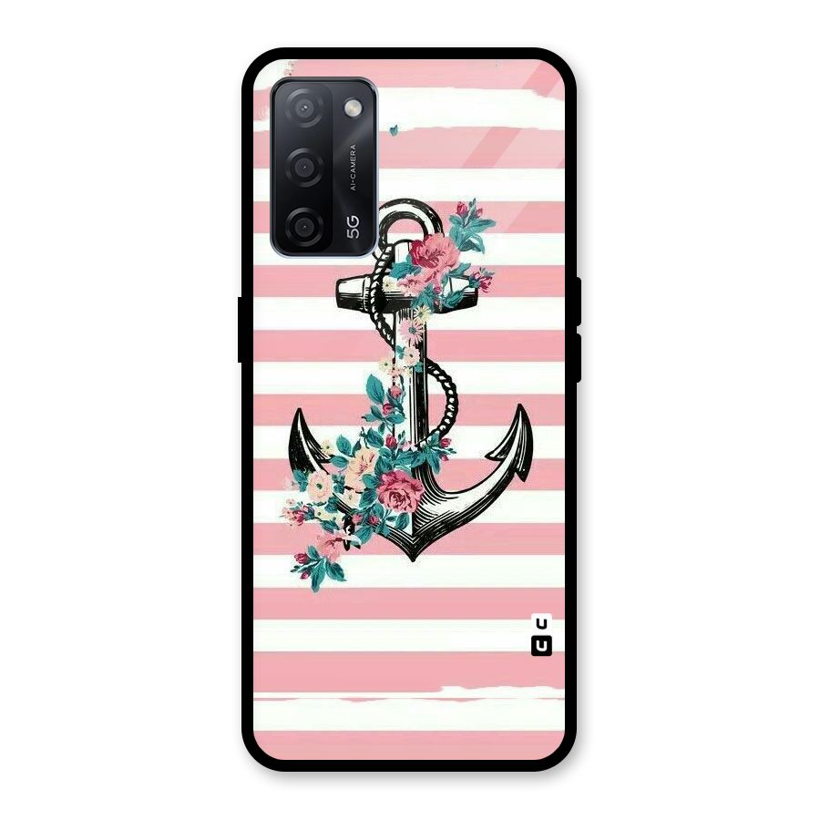 Floral Anchor Glass Back Case for Oppo A53s 5G