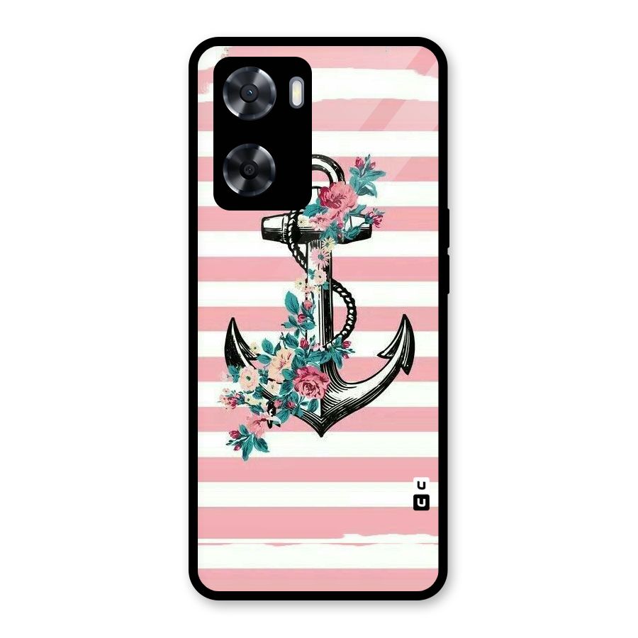 Floral Anchor Glass Back Case for Oppo A57 2022