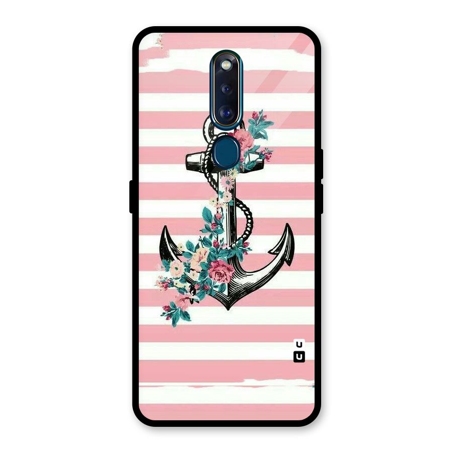 Floral Anchor Glass Back Case for Oppo F11 Pro