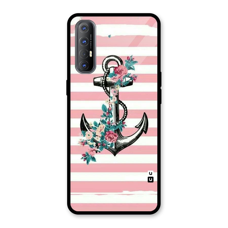 Floral Anchor Glass Back Case for Oppo Reno3 Pro