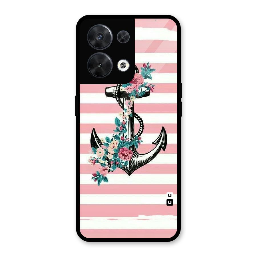 Floral Anchor Glass Back Case for Oppo Reno8 5G