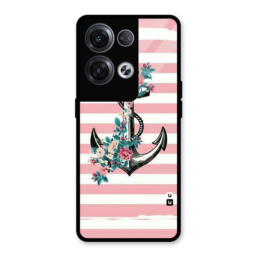 Floral Anchor Glass Back Case for Oppo Reno8 Pro 5G