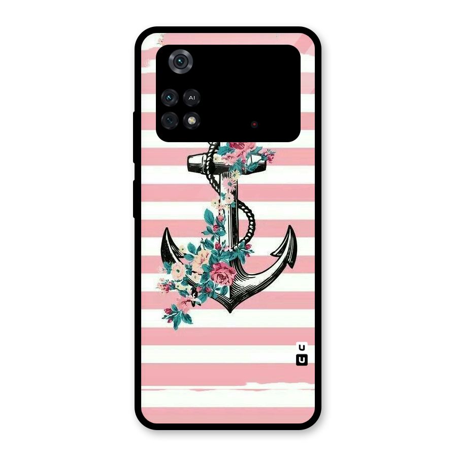 Floral Anchor Glass Back Case for Poco M4 Pro 4G