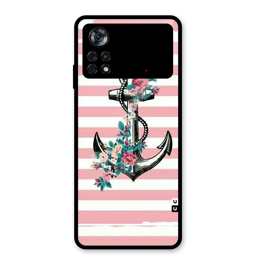 Floral Anchor Glass Back Case for Poco X4 Pro 5G