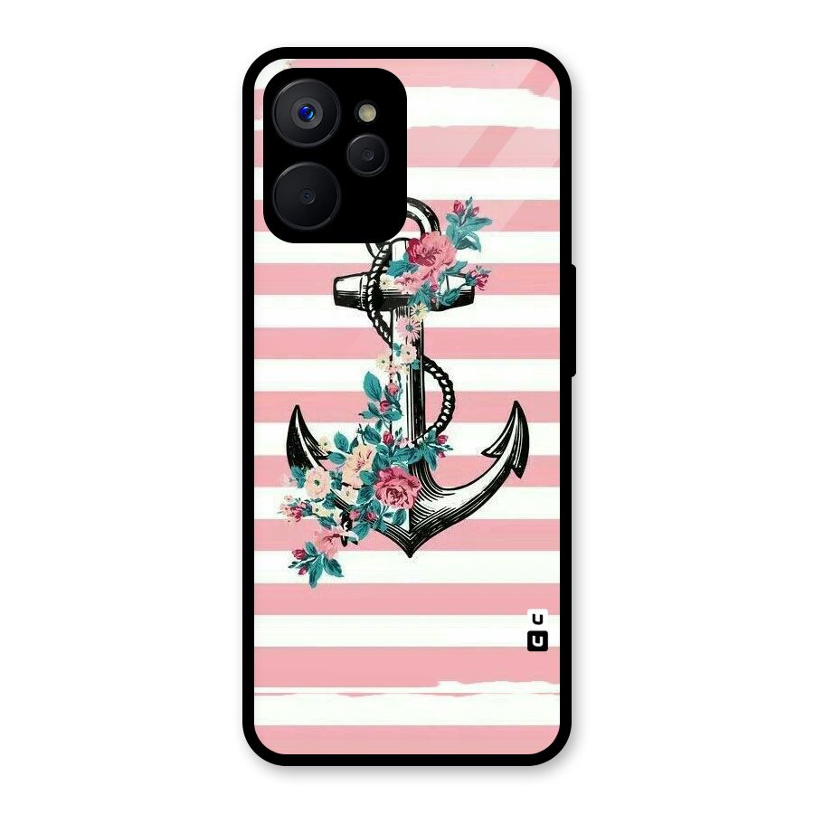 Floral Anchor Glass Back Case for Realme 9i 5G