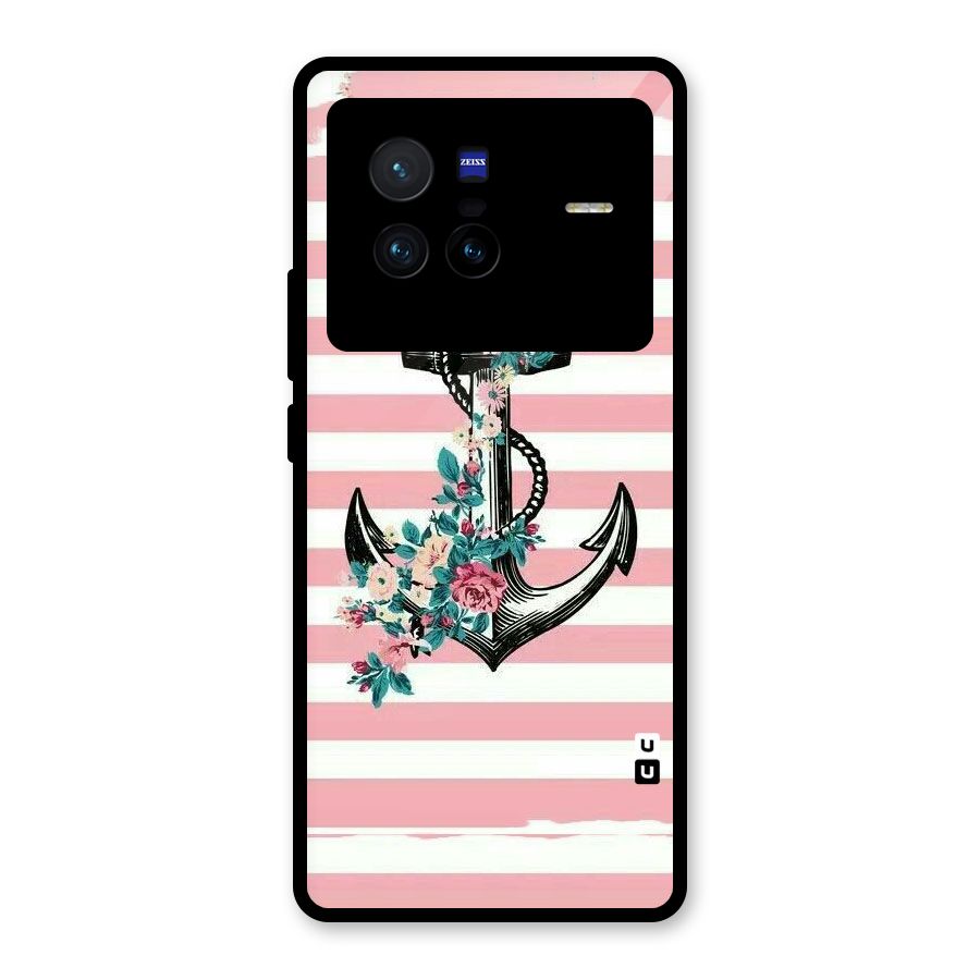 Floral Anchor Glass Back Case for Vivo X80