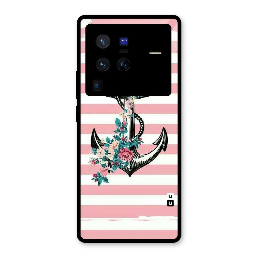 Floral Anchor Glass Back Case for Vivo X80 Pro