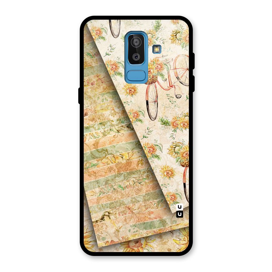 Floral Bicycle Glass Back Case for Galaxy J8
