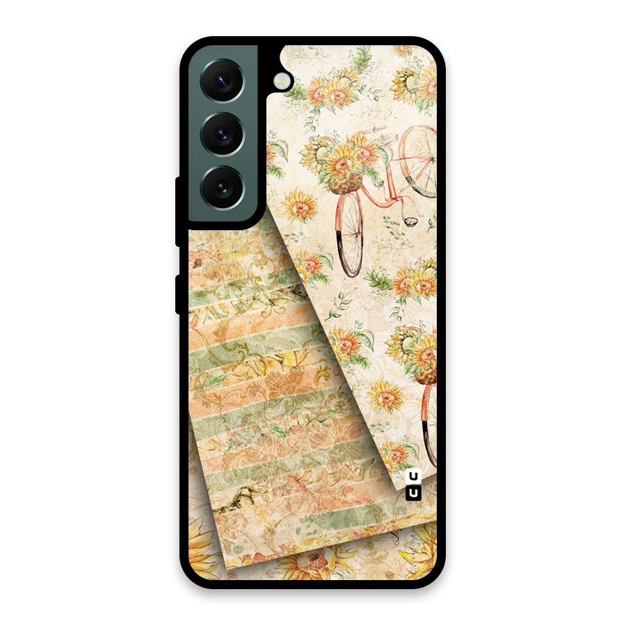 Floral Bicycle Glass Back Case for Galaxy S22 5G