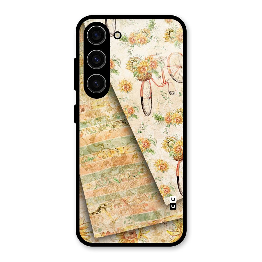 Floral Bicycle Glass Back Case for Galaxy S23