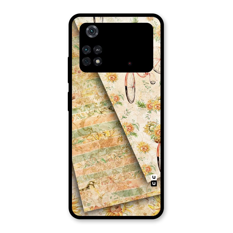 Floral Bicycle Glass Back Case for Poco M4 Pro 4G