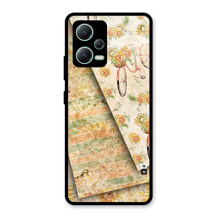 Floral Bicycle Glass Back Case for Redmi Note 12 5G