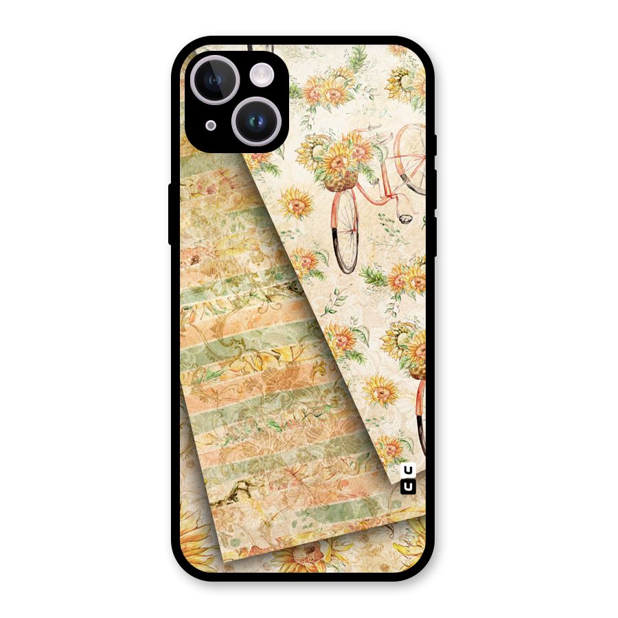 Floral Bicycle Glass Back Case for iPhone 14 Plus