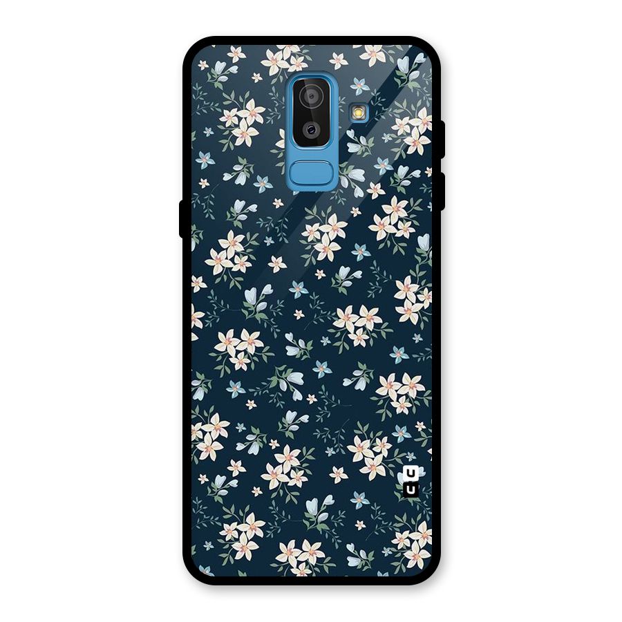 Floral Blue Bloom Glass Back Case for Galaxy J8