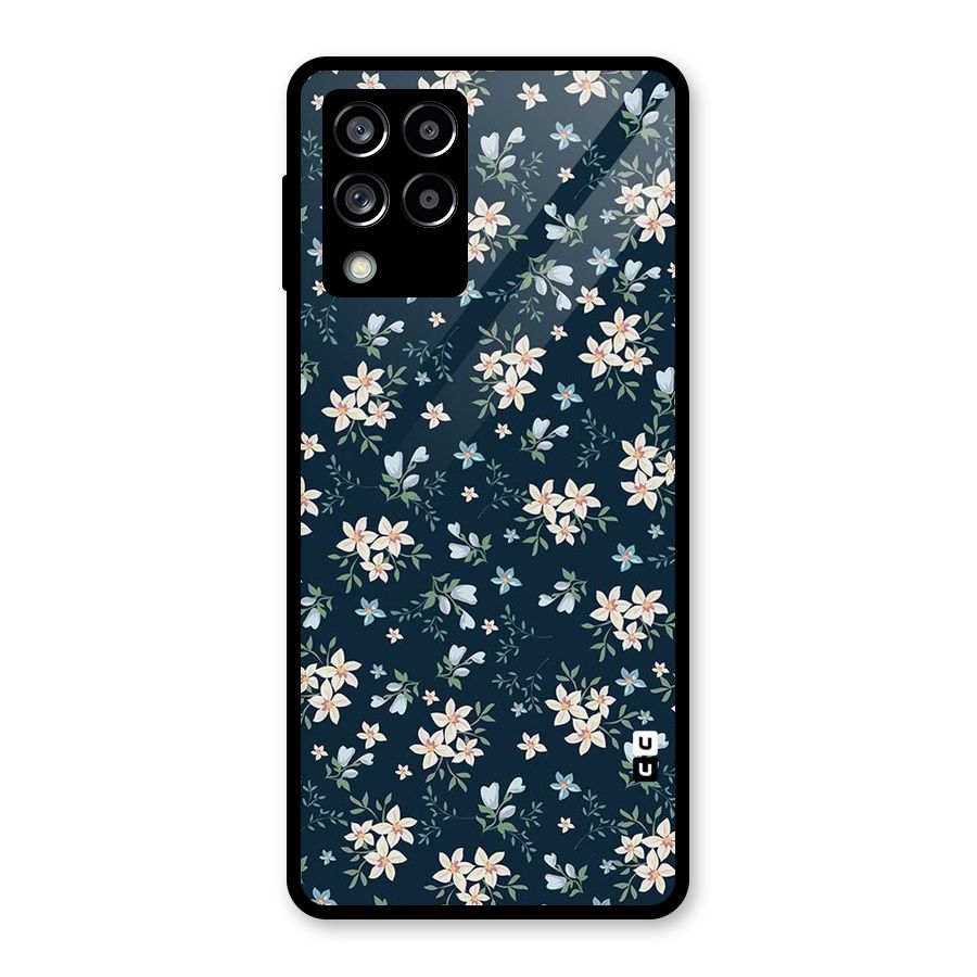 Floral Blue Bloom Glass Back Case for Galaxy M53 5G
