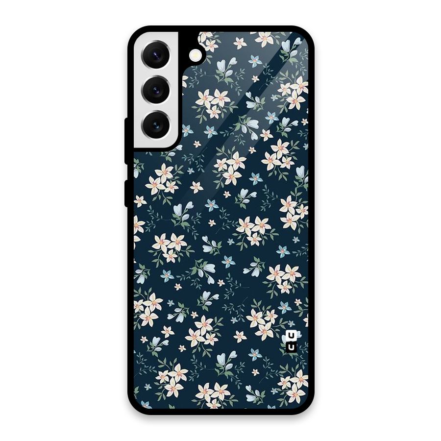Floral Blue Bloom Glass Back Case for Galaxy S22 Plus 5G